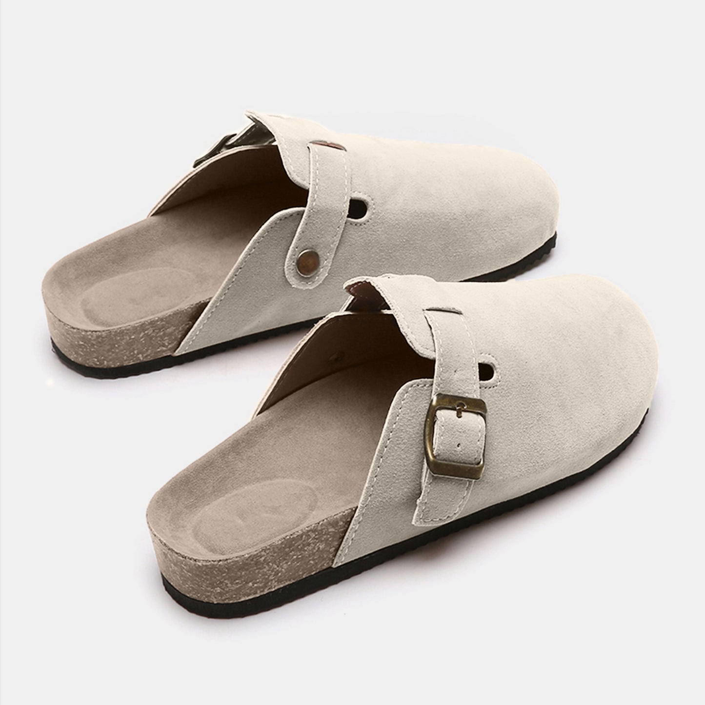 Suede Closed Toe Buckle Slide - Shimmervee