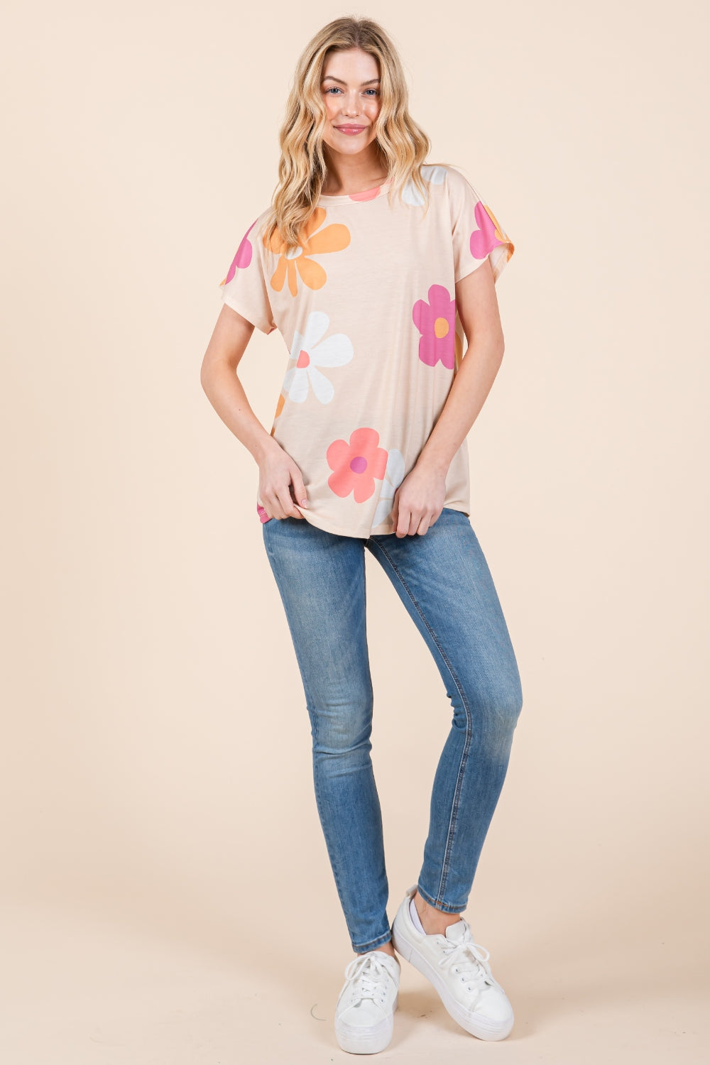 BOMBOM Floral Short Sleeve T-Shirt - Shimmervee