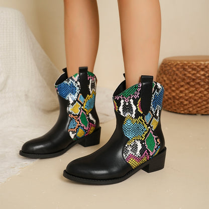 PU Leather Color Block Boots - Shimmervee