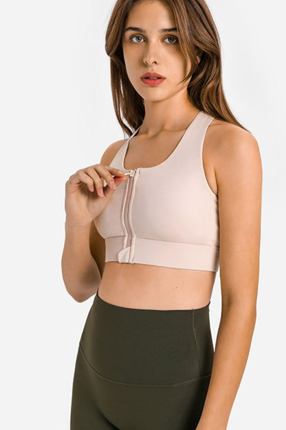 Millennia Zip Up Racerback Sports Bra