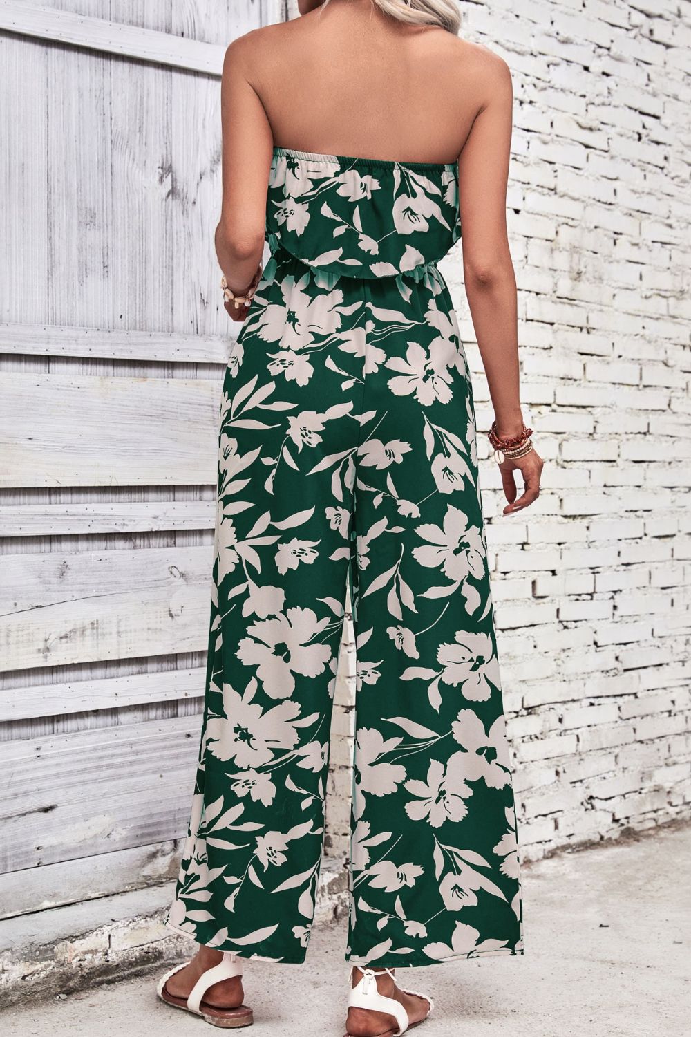 Perfee Floral Strapless Wide Leg Jumpsuit - Shimmervee