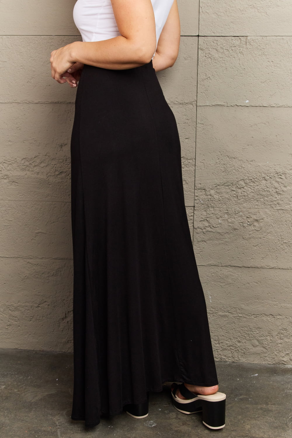 Culture Code For The Day Full Size Flare Maxi Skirt in Black - Shimmervee