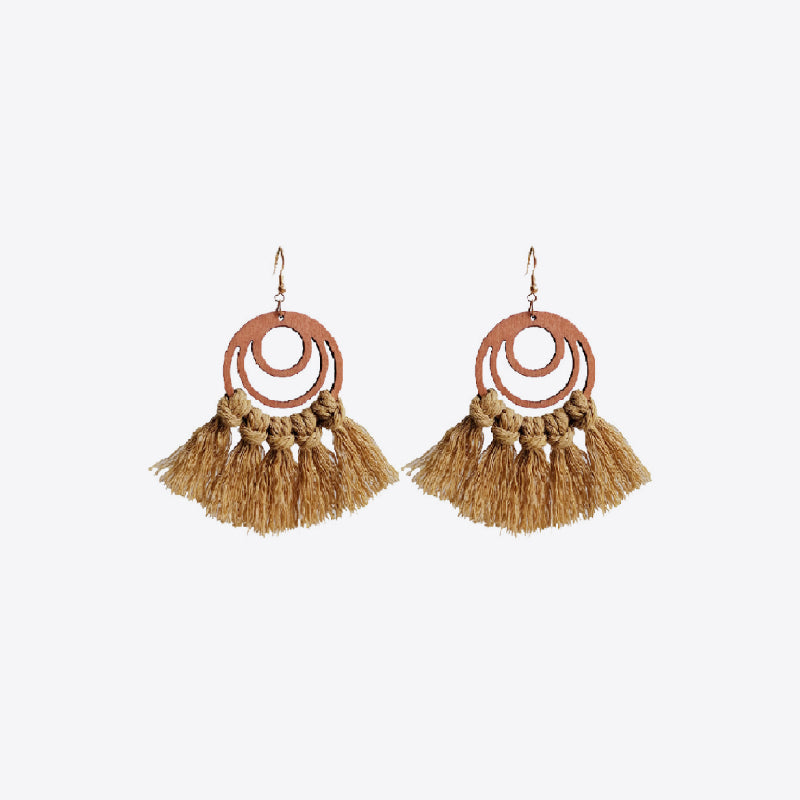 Tassel Detail Geometric Earrings - Shimmervee