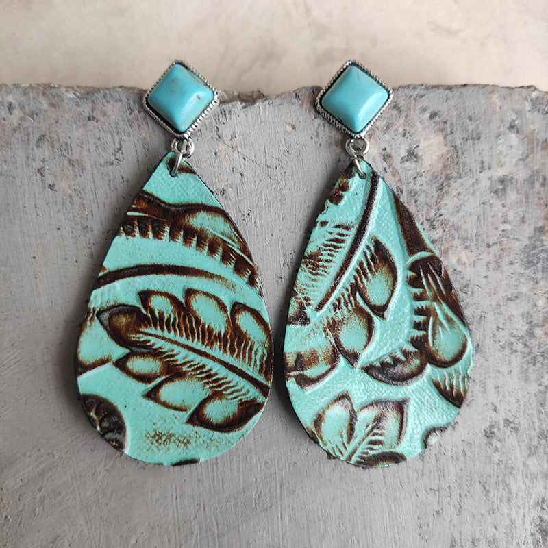 Artificial Turquoise Teardrop Earrings - Shimmervee