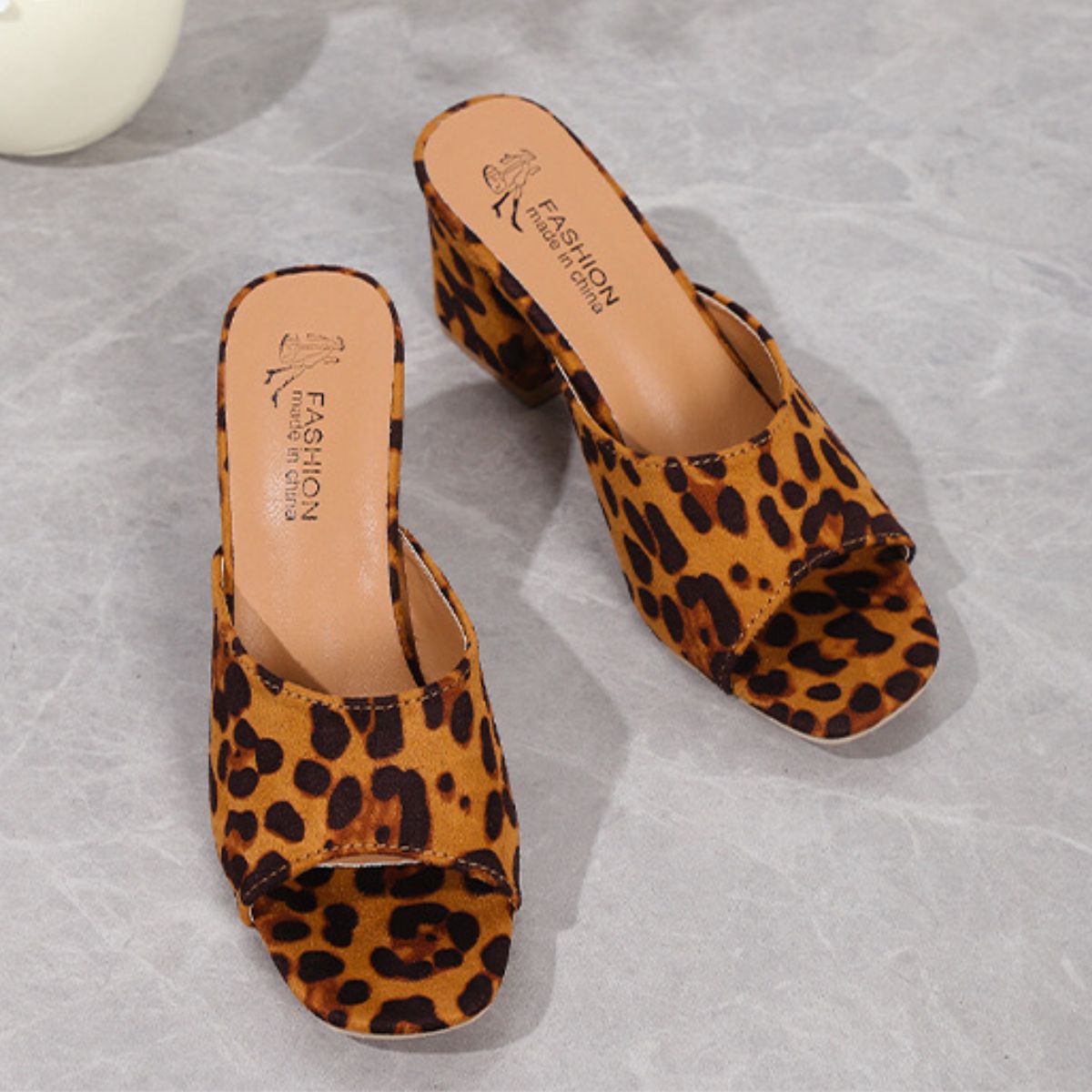 Leopard Block Heel Suede Sandals - Shimmervee