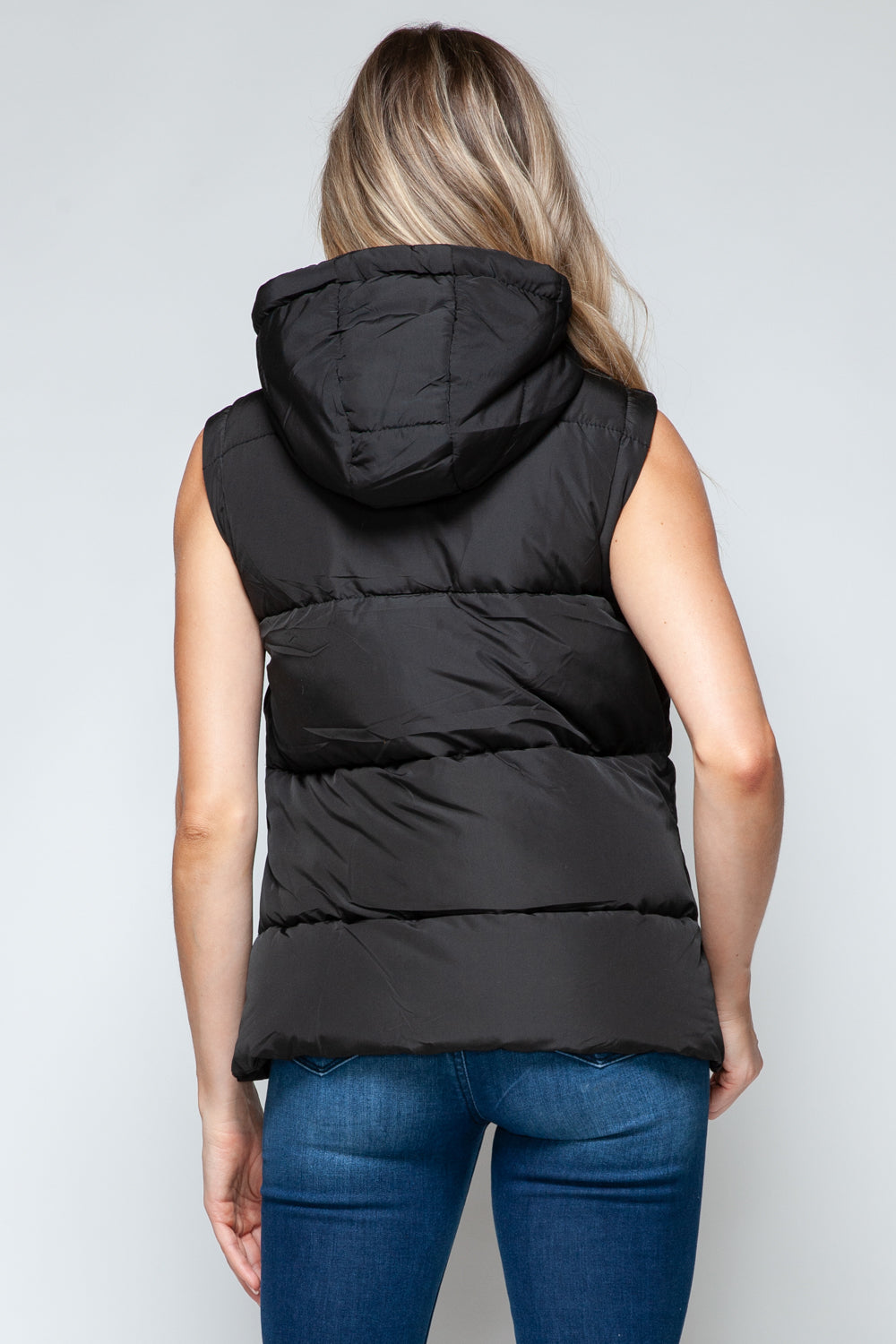 Snobbish Snap and Zip Closure Hooded Vest - Shimmervee