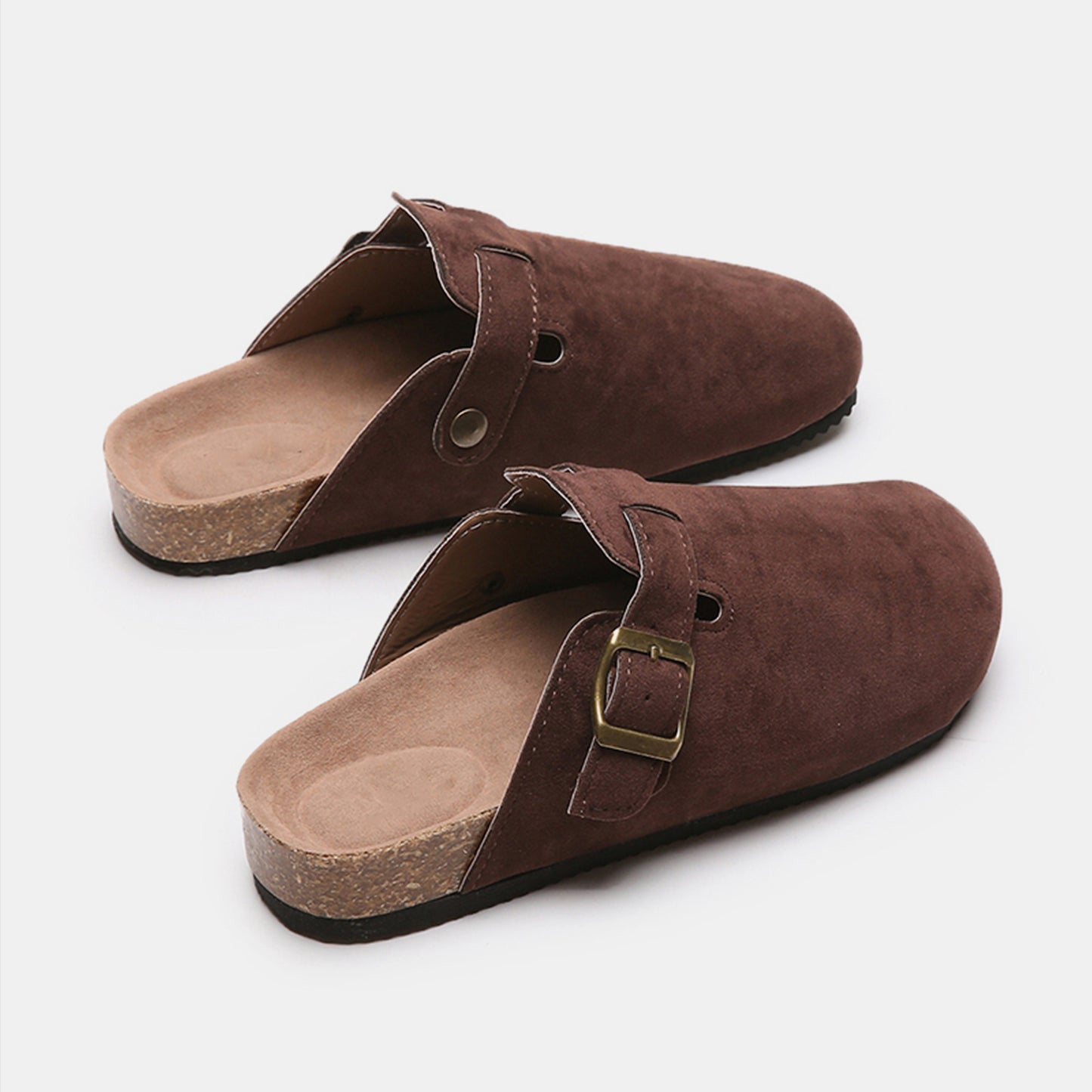 Suede Closed Toe Buckle Slide - Shimmervee