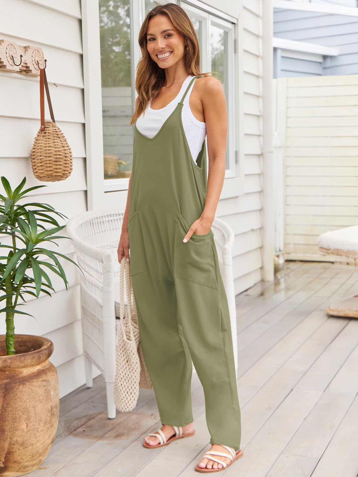 V-Neck Spaghetti Strap Jumpsuit - Shimmervee