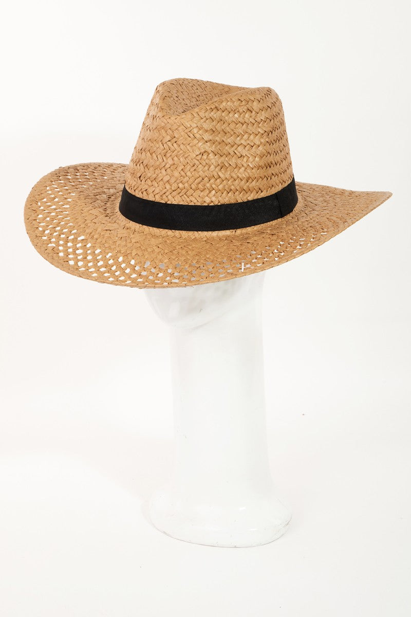 Fame Basket Weave Straw Sun Hat - Shimmervee