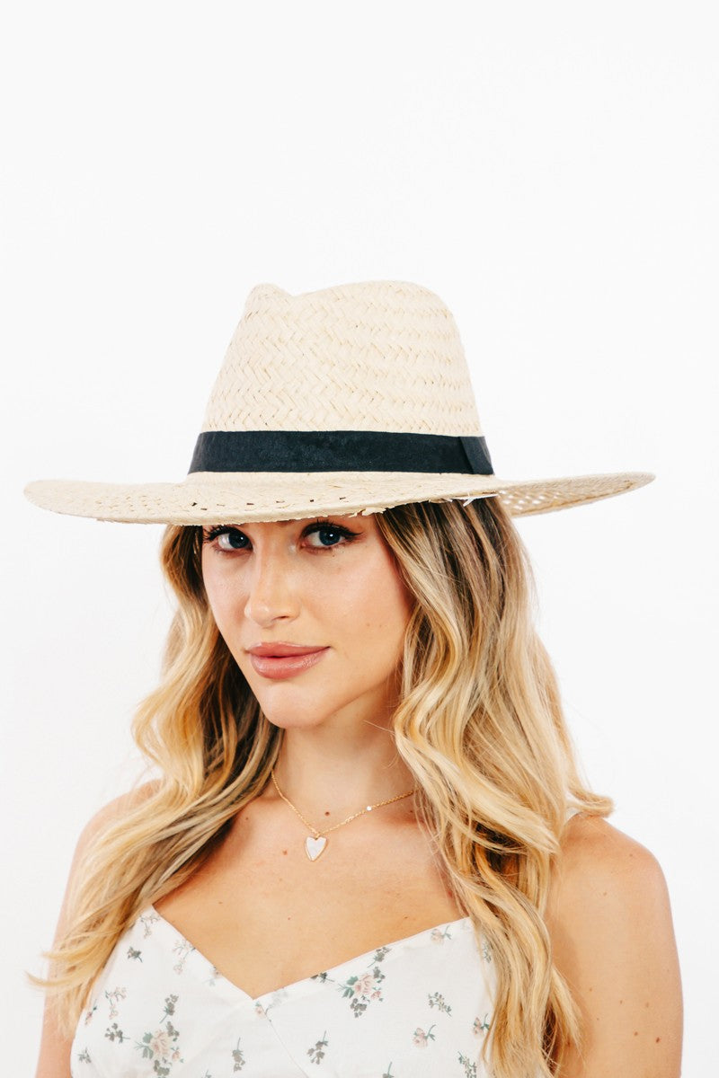 Fame Basket Weave Straw Sun Hat - Shimmervee