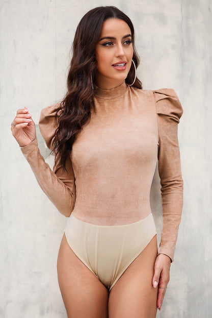 Mock Neck Puff Sleeve Bodysuit - Shimmervee