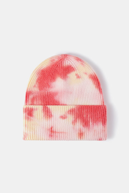 Tie-Dye Cuffed Rib-Knit Beanie Hat - Shimmervee