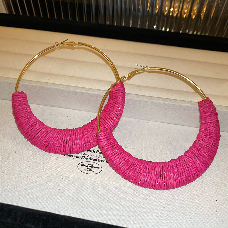 Alloy Grass Vine Hoop Earrings