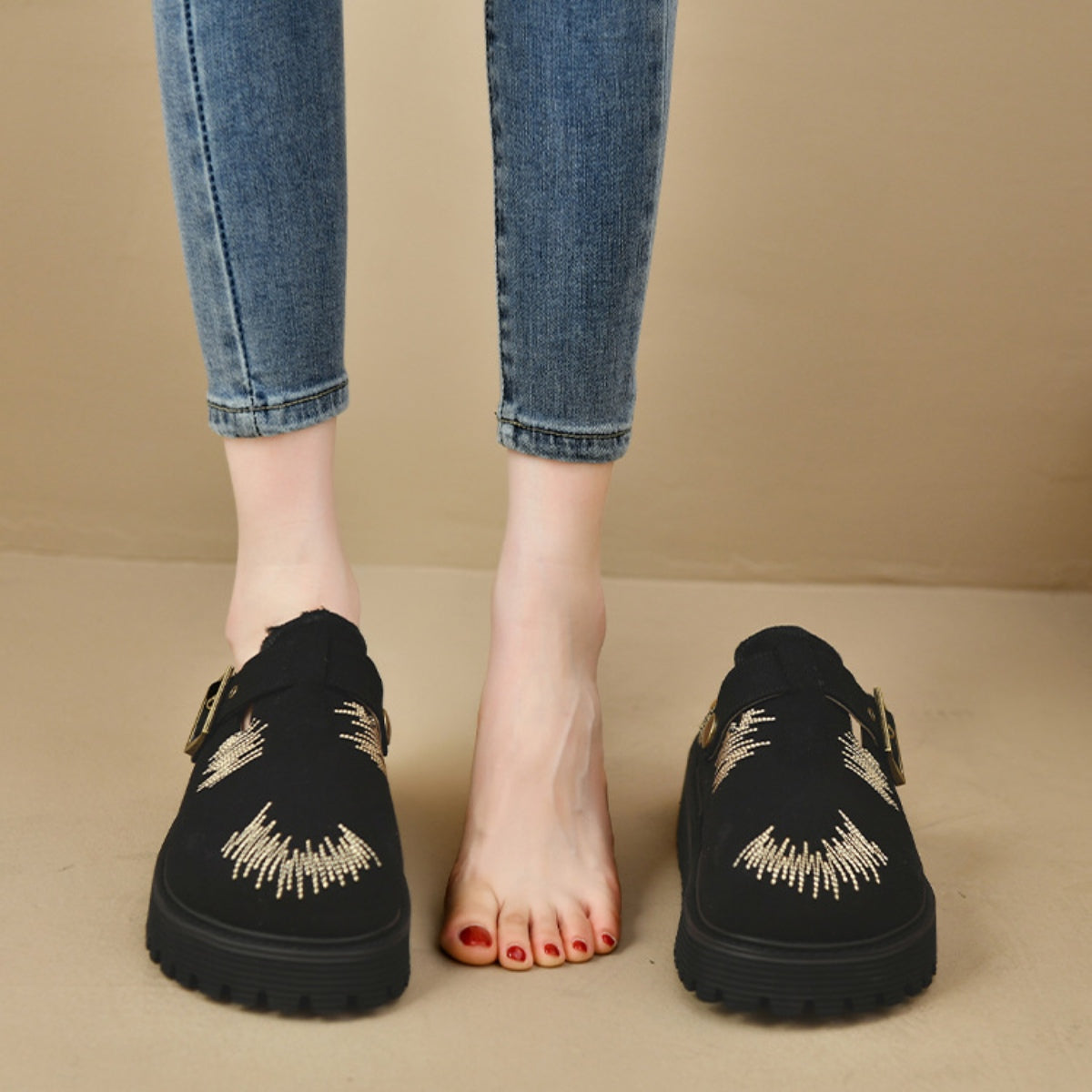 Round Toe Platform Loafers - Shimmervee