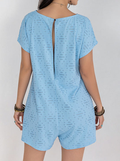 Round Neck Short Sleeve Romper - Shimmervee