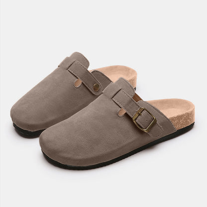 Suede Closed Toe Buckle Slide - Shimmervee