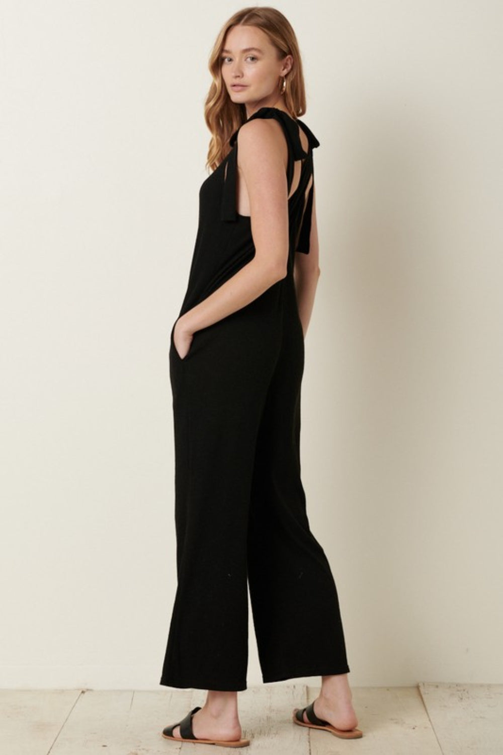 Mittoshop Rib Knit V-Neck Cross Back Jumpsuit - Shimmervee