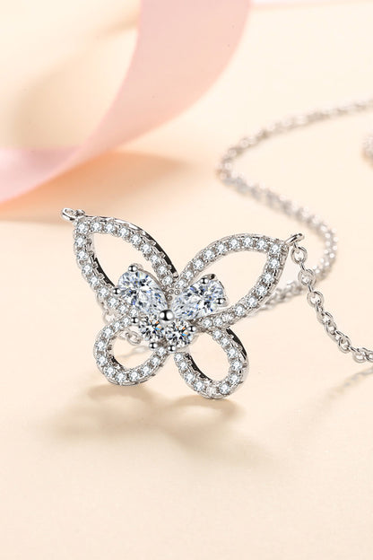 Moissanite Butterfly Pendant Necklace