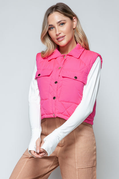 Snobbish Snap Down Quilted Crop Vest