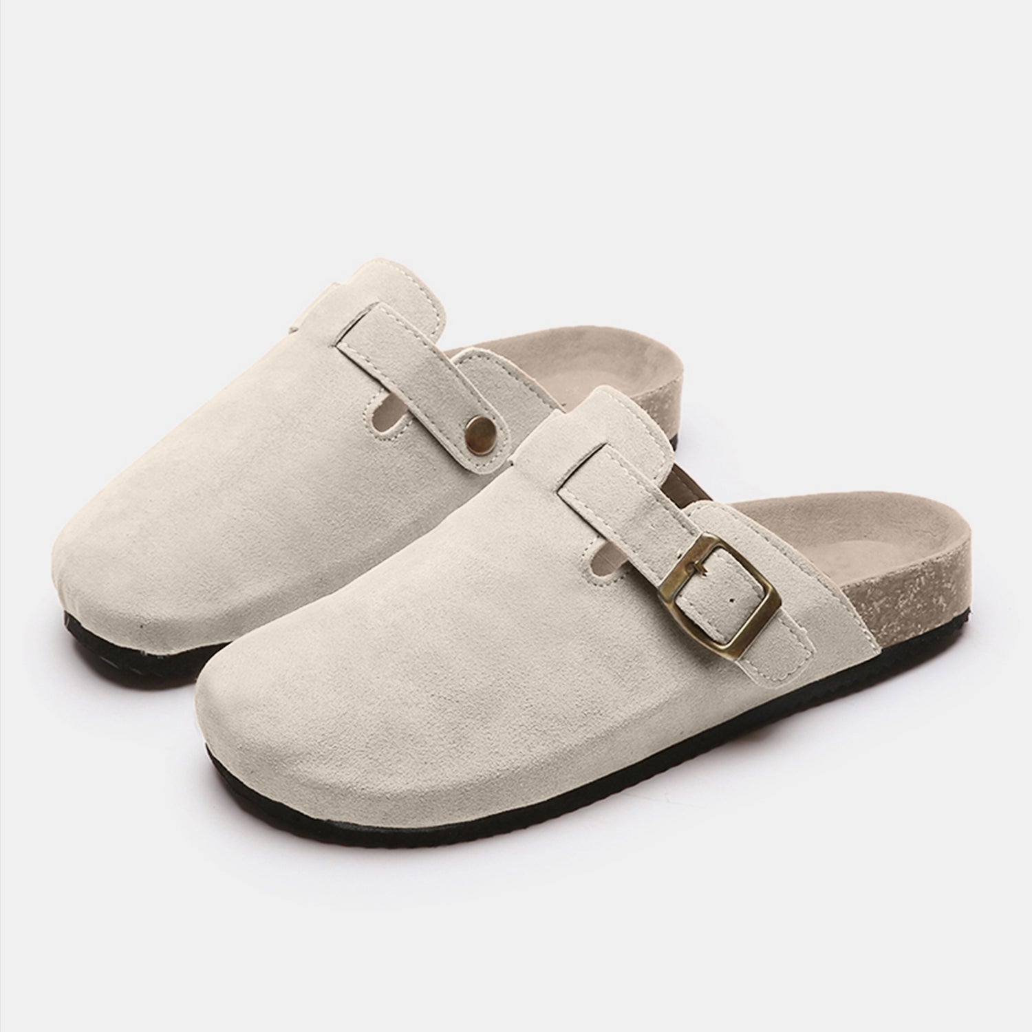 Suede Closed Toe Buckle Slide - Shimmervee