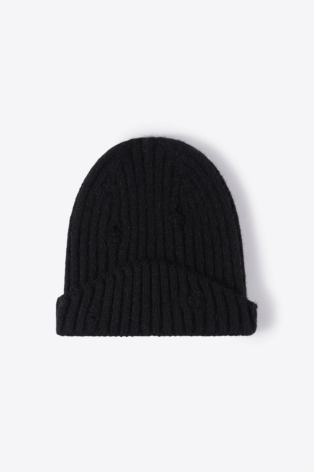 Distressed Rib-Knit Beanie - Shimmervee