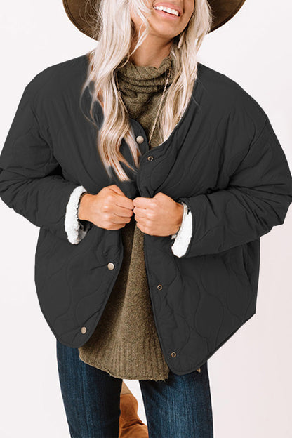 Long Sleeve Button Front Winter Coat - Shimmervee