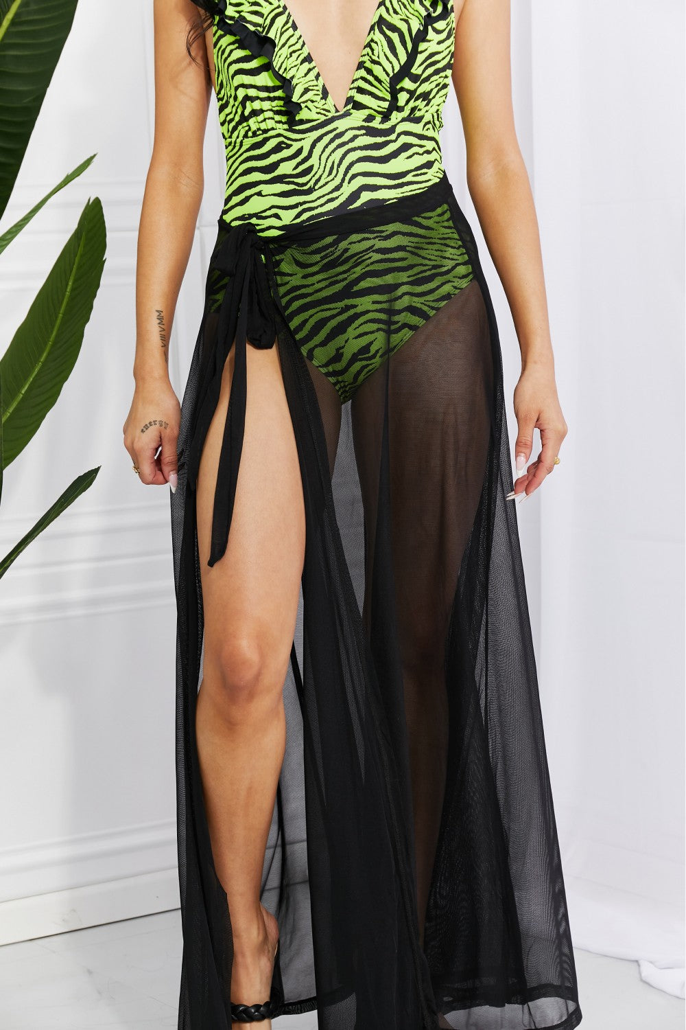 Marina West Swim Beach Is My Runway Mesh Wrap Maxi Cover-Up Skirt - Shimmervee