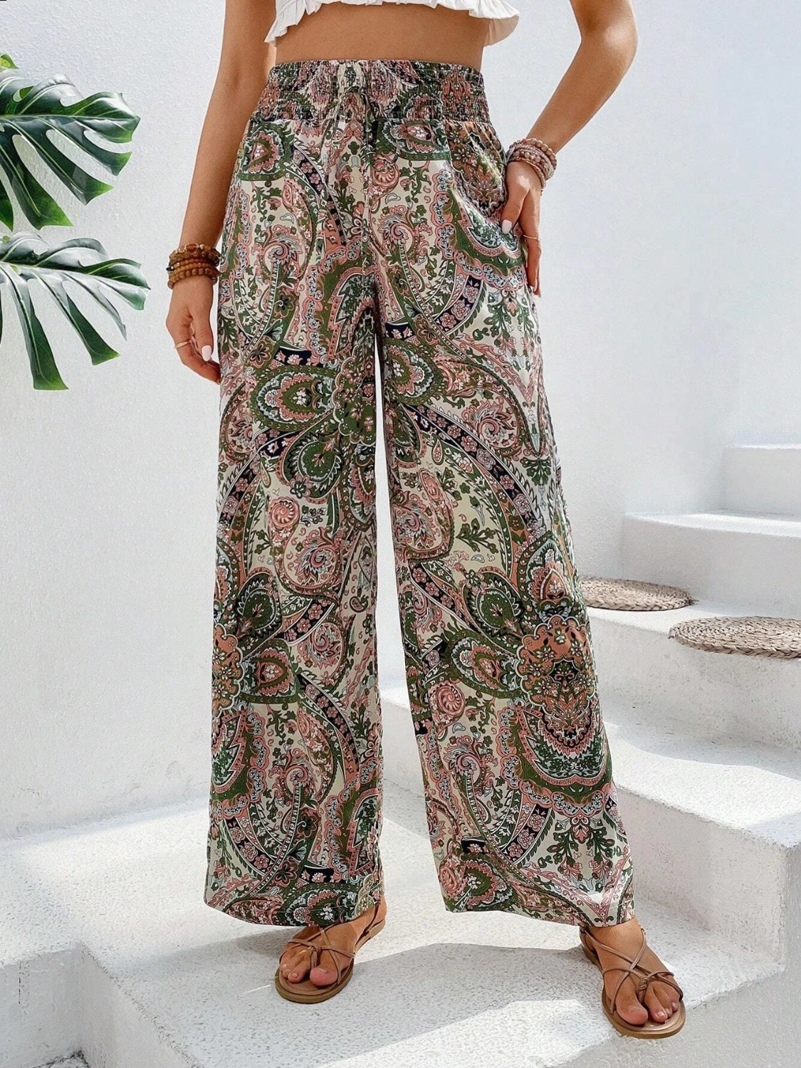 Printed Wide Leg Pants - Shimmervee