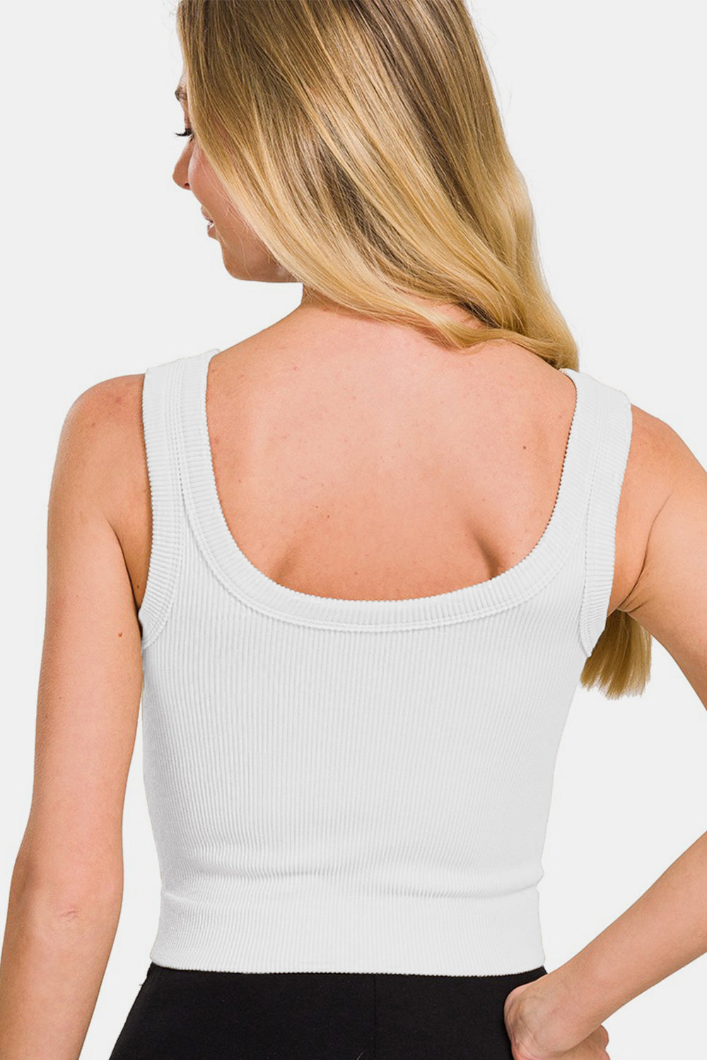 Zenana Ribbed Round Neck Cropped Tank