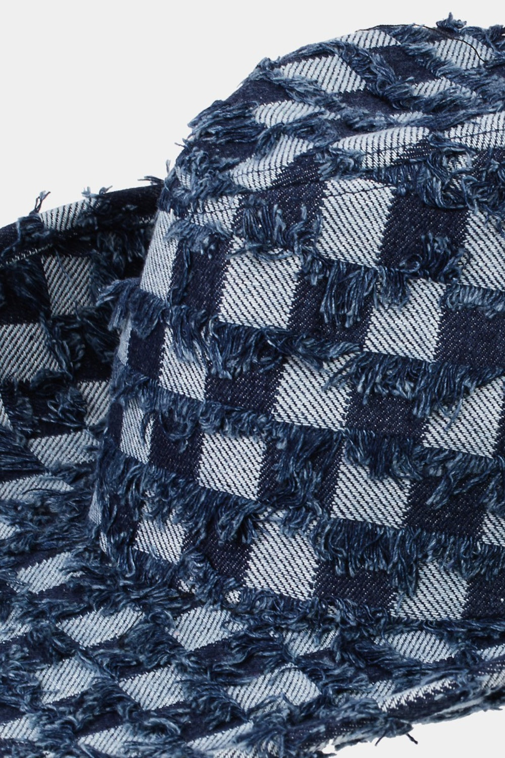 Fame Checkered Fringe Denim Cowboy Hat - Shimmervee