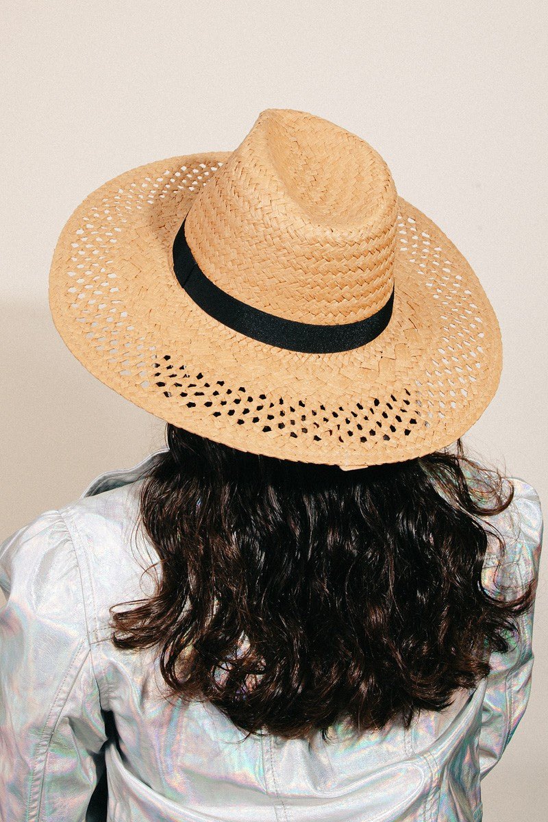 Fame Basket Weave Straw Sun Hat - Shimmervee