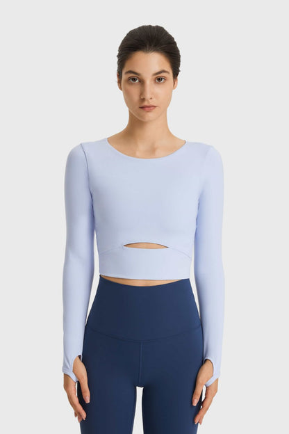 Millennia Cutout Long Sleeve Cropped Sports Top