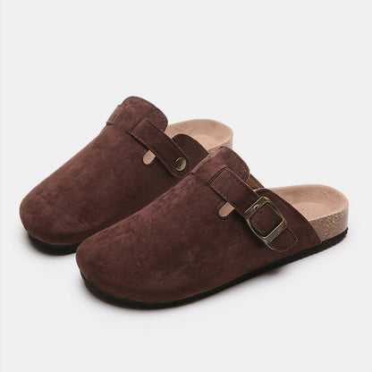 Suede Closed Toe Buckle Slide - Shimmervee