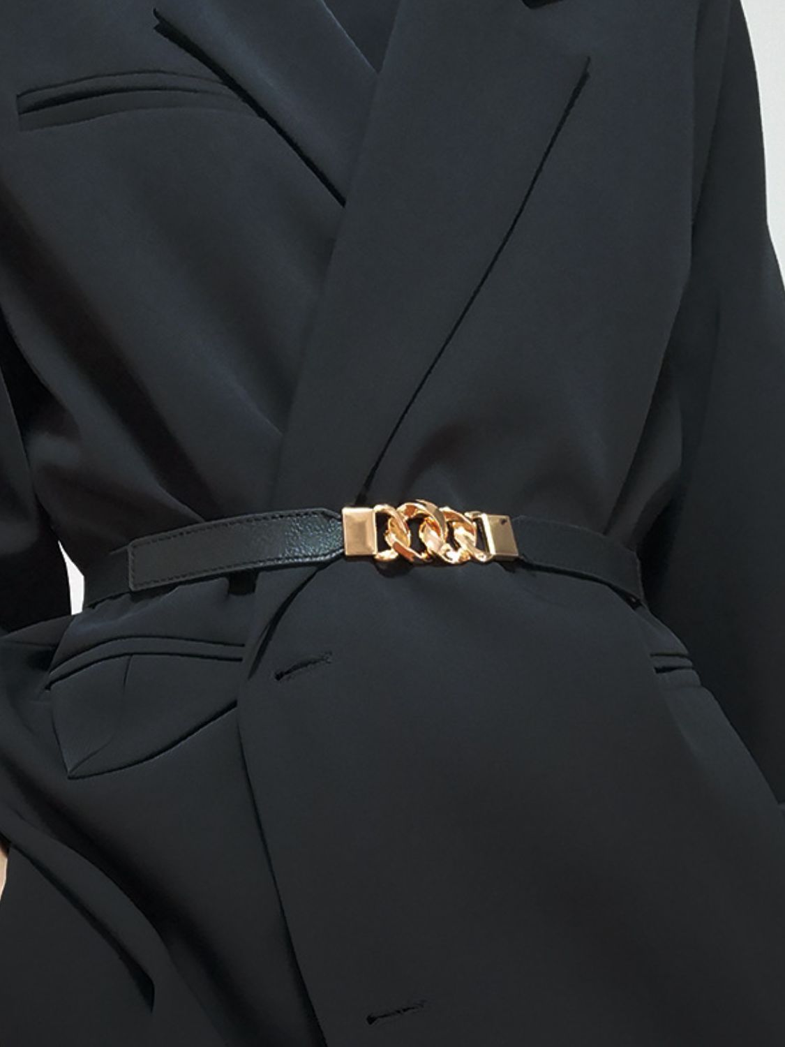 Zinc Alloy Buckle Elastic PU Belt - Shimmervee