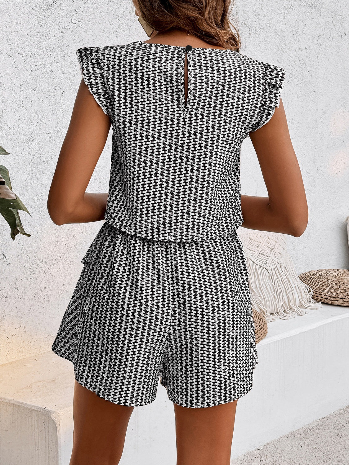 Honey Printed Round Neck Top and Layered Shorts Set - Shimmervee