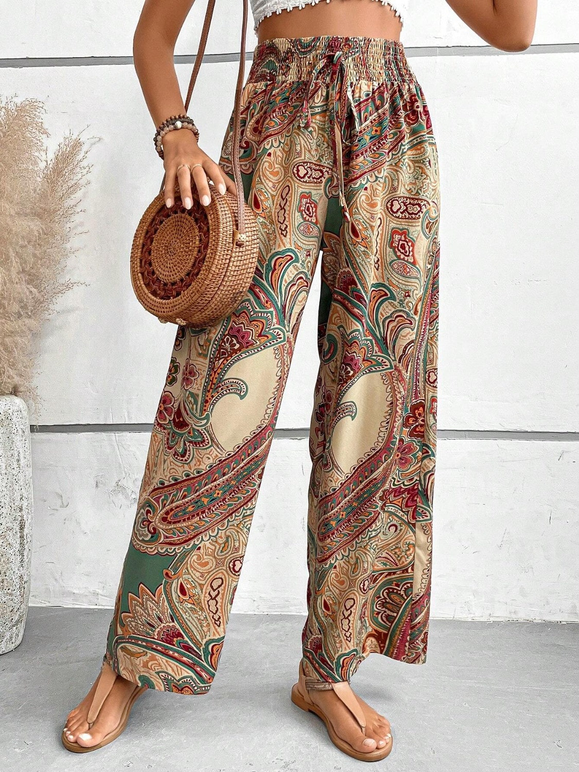 Printed Wide Leg Pants - Shimmervee