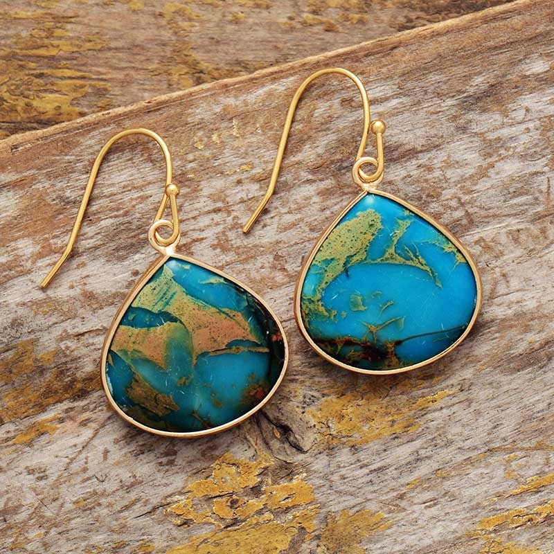 18K Gold-Plated Natural Stone Earrings - Shimmervee