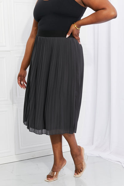 Zenana Full Size Romantic At Heart Pleated Chiffon Midi Skirt - Shimmervee