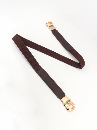 Zinc Alloy Buckle Elastic PU Belt - Shimmervee