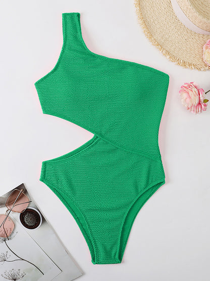 Cutout One Shoulder One-Piece Swimwear