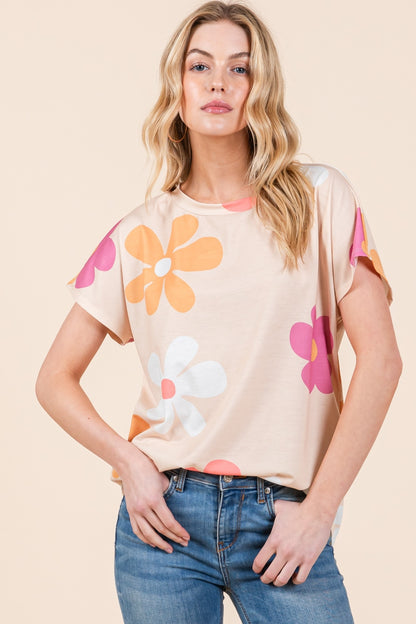 BOMBOM Floral Short Sleeve T-Shirt - Shimmervee