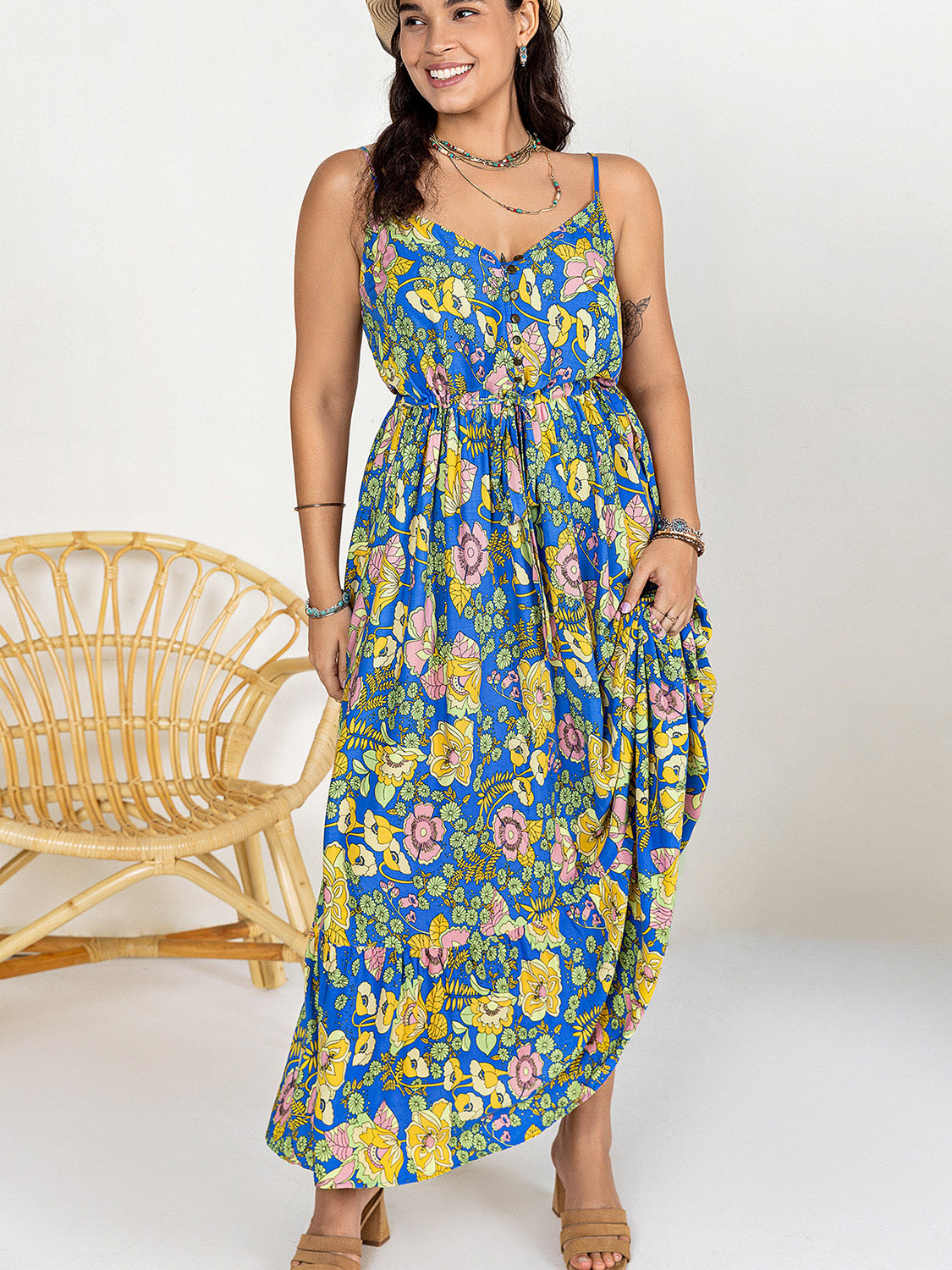 Drawstring Ruffle Hem Maxi Dress - Shimmervee