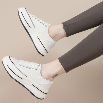 Tied Round Toe Platform Sneakers - Shimmervee