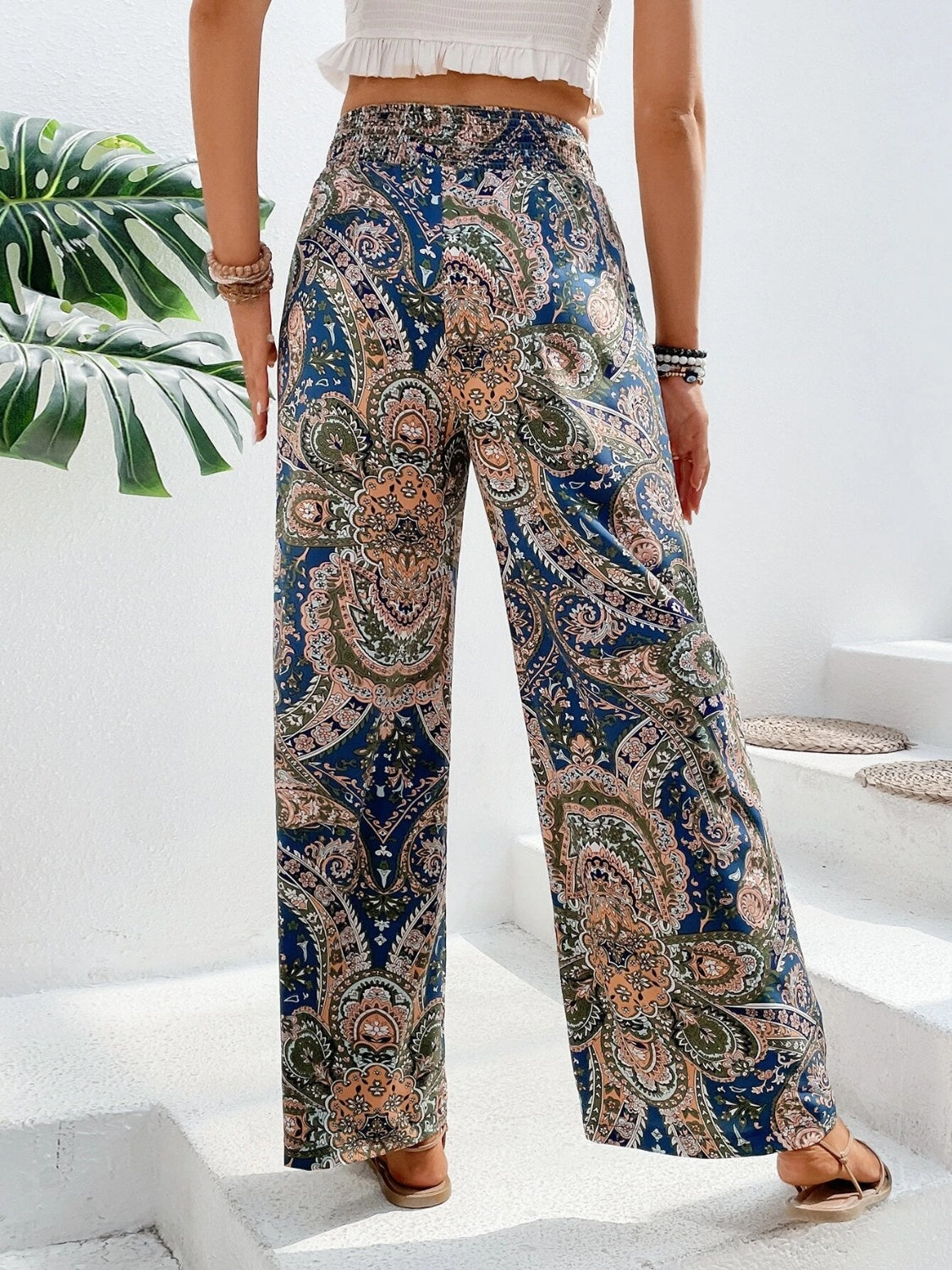 Printed Wide Leg Pants - Shimmervee