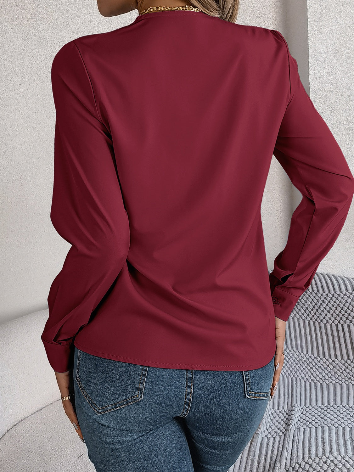 V-Neck Long Sleeve Blouse