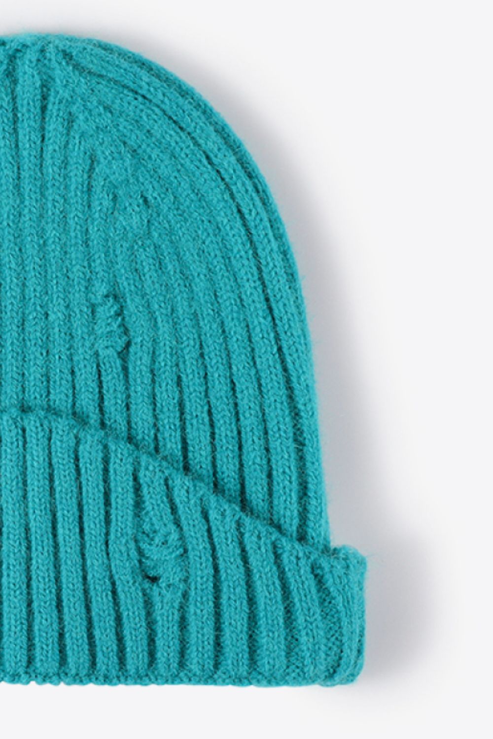 Distressed Rib-Knit Beanie - Shimmervee