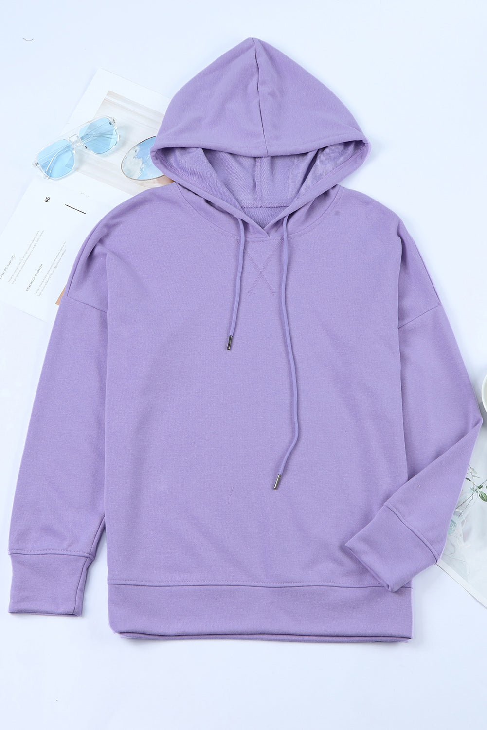 Drop Shoulder Hoodie with Slit