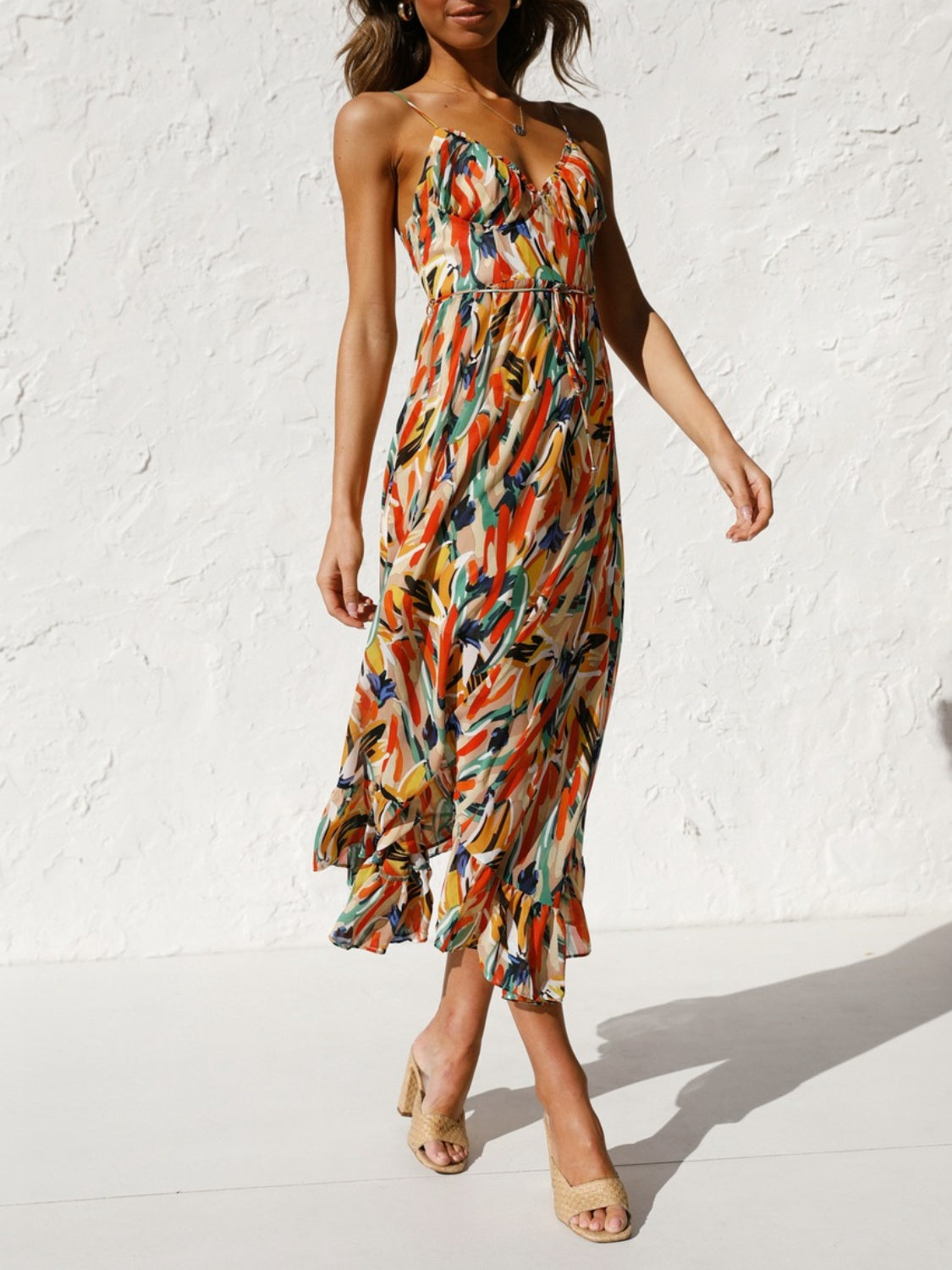 Printed Sleeveless Midi Cami dress - Shimmervee