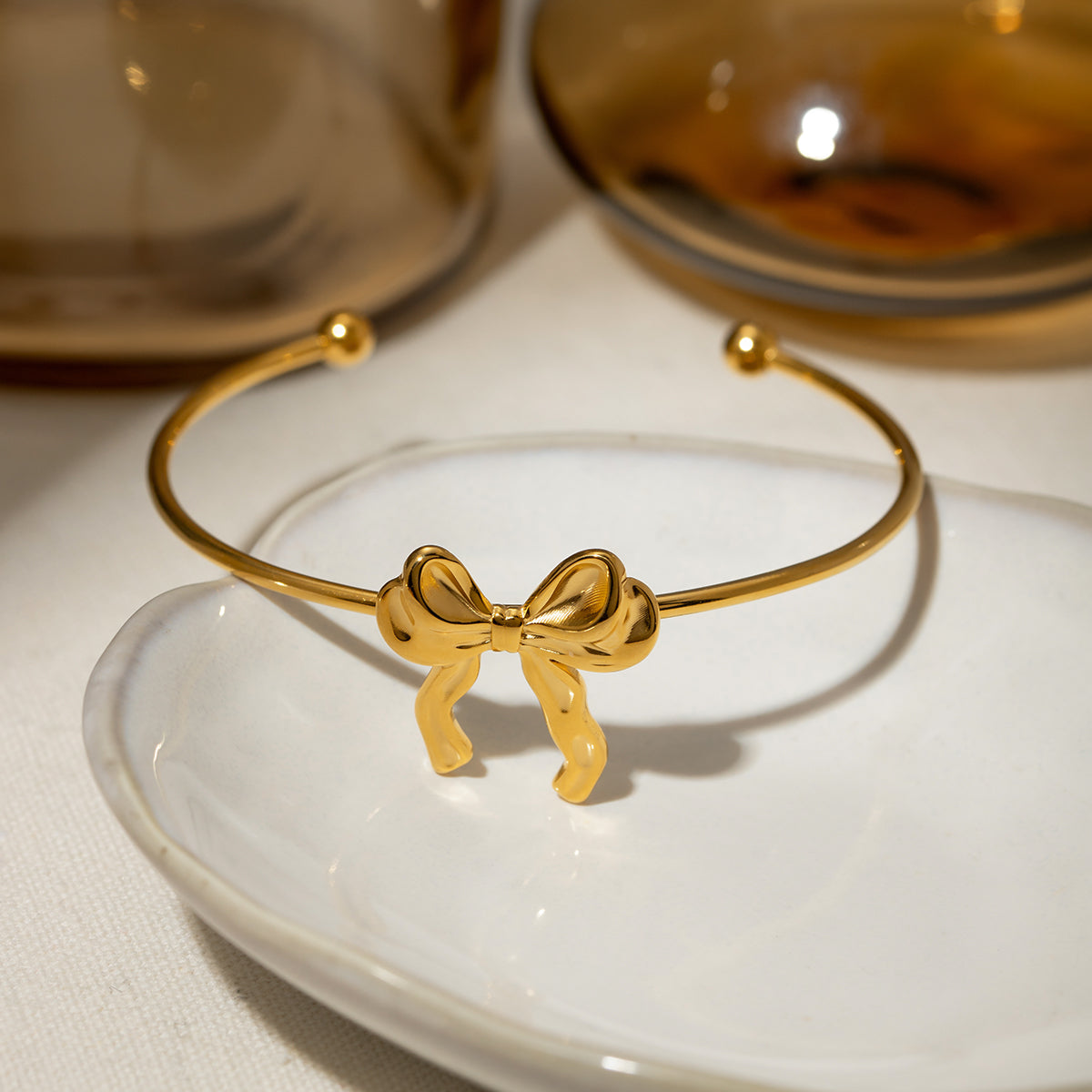 18K Gold-Plated Stainless Steel Bow Bracelet