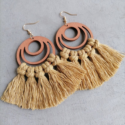 Tassel Detail Geometric Earrings - Shimmervee